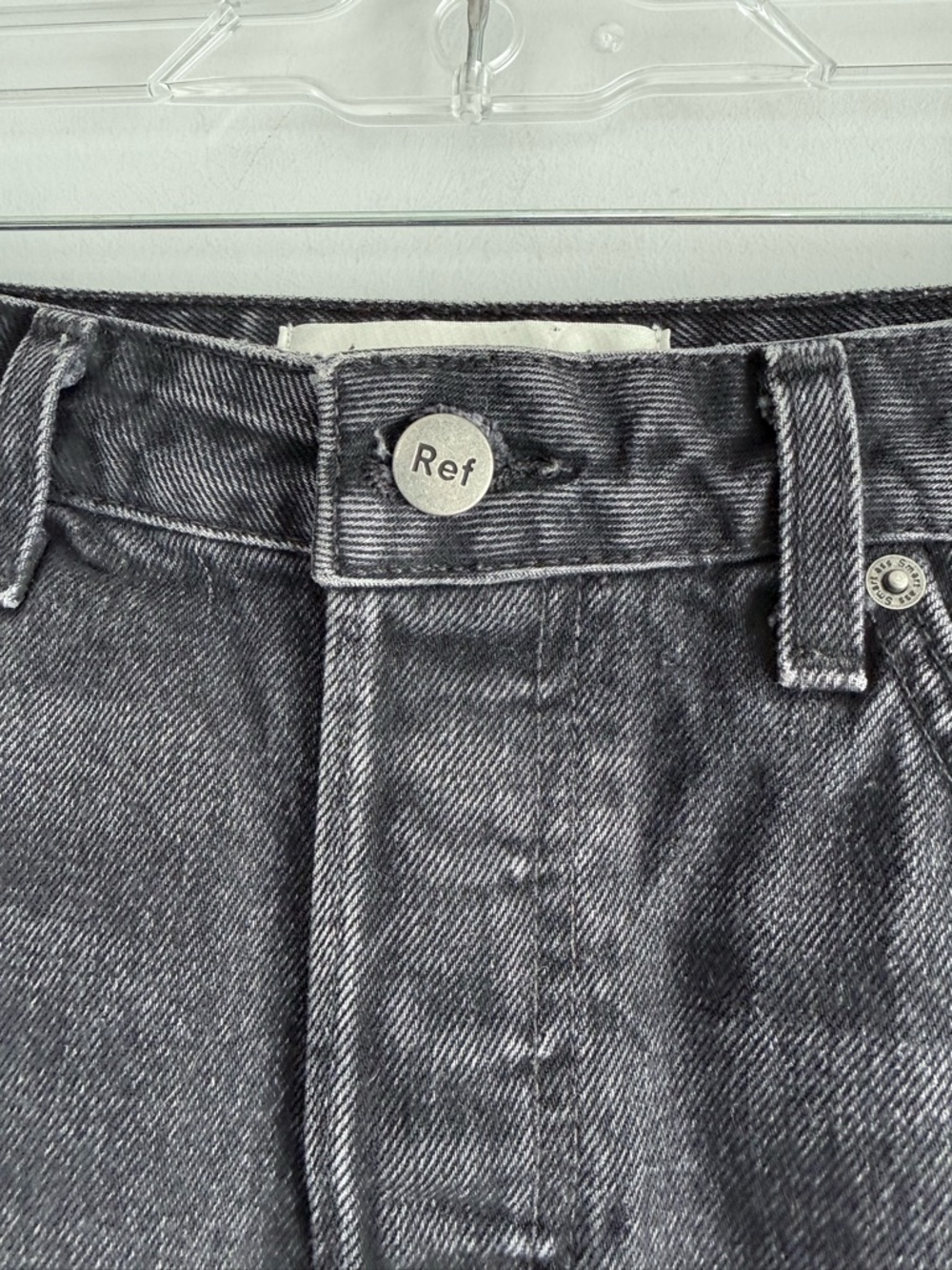 Reformation Denim Retooled Mini Skirt Pacific Washed Black 27 Raw Hem Distressed - Picture 14 of 16